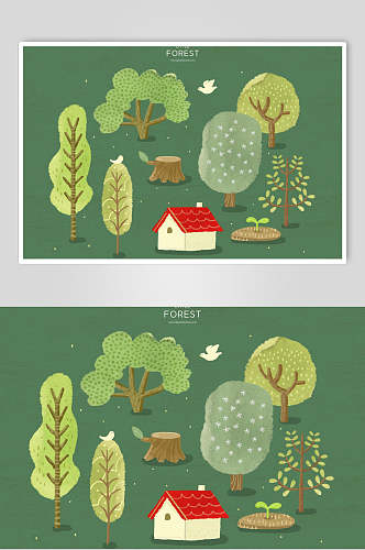 森林插图插画