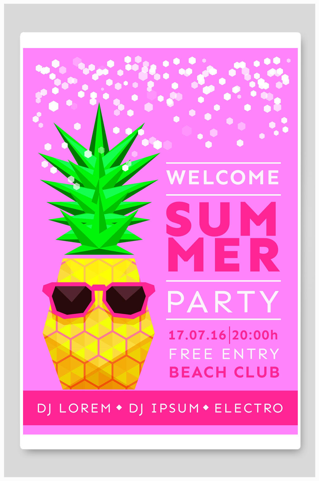 夏日聚会简约几何炫彩海报素材