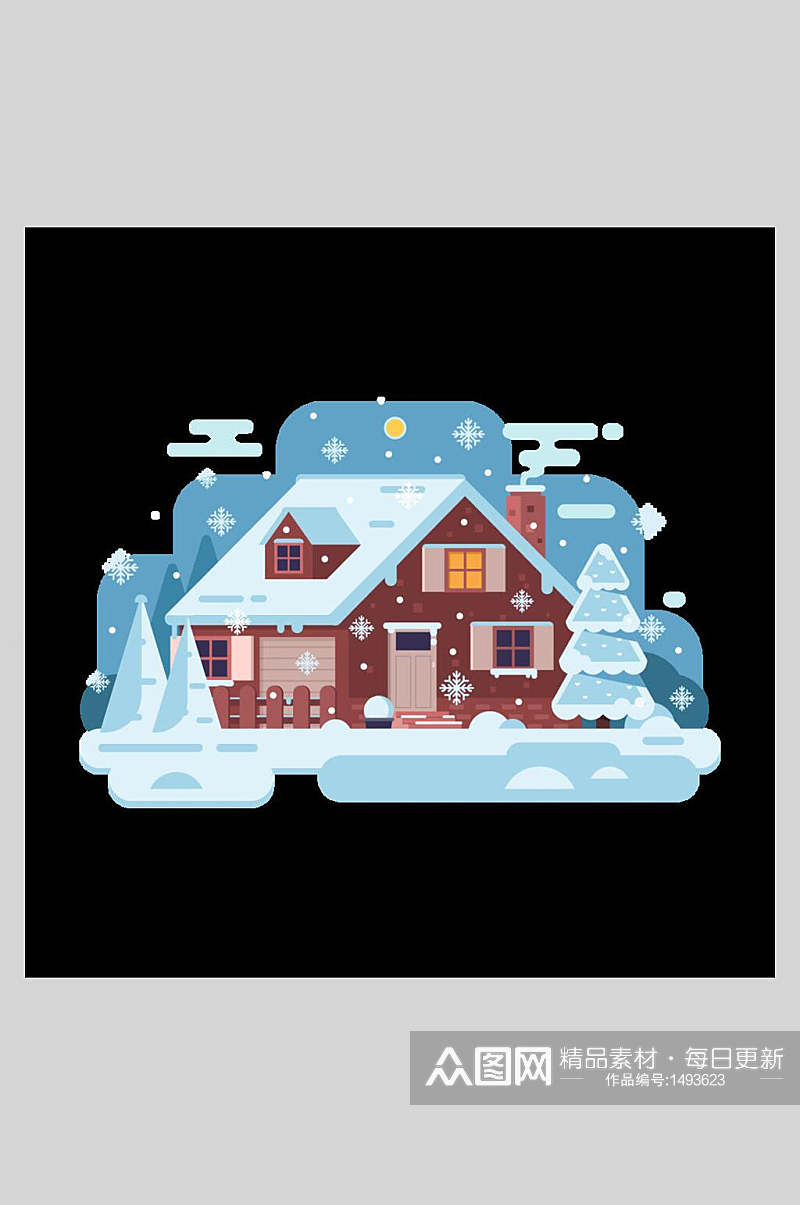 冬季房子插画素材素材