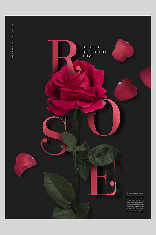 玫瑰花花创意海报-众图网