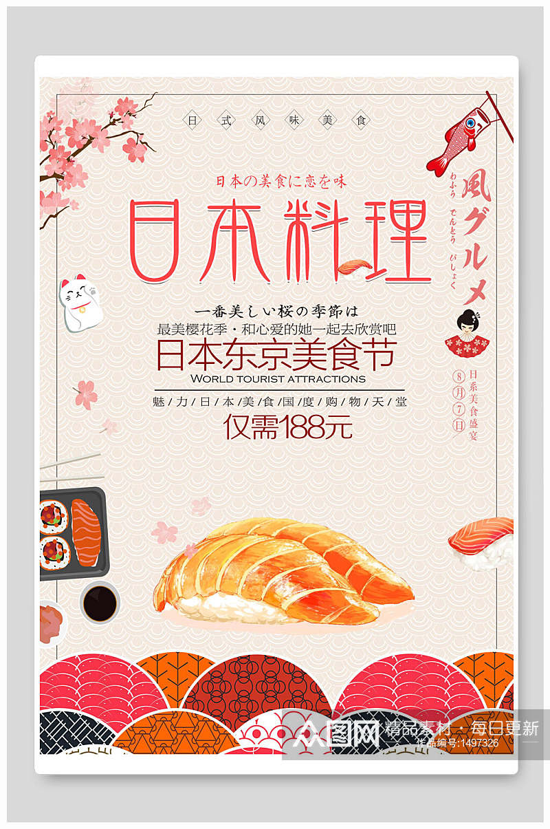 日式料理东京美食节宣传海报素材