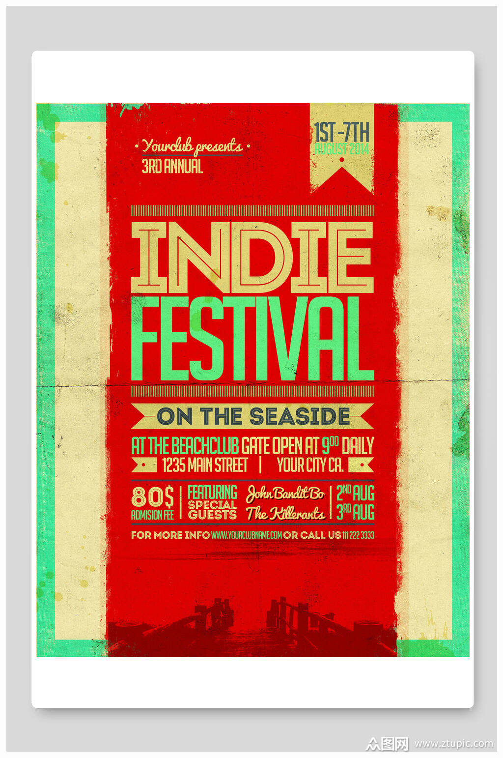 红色英文复古欧美风海报