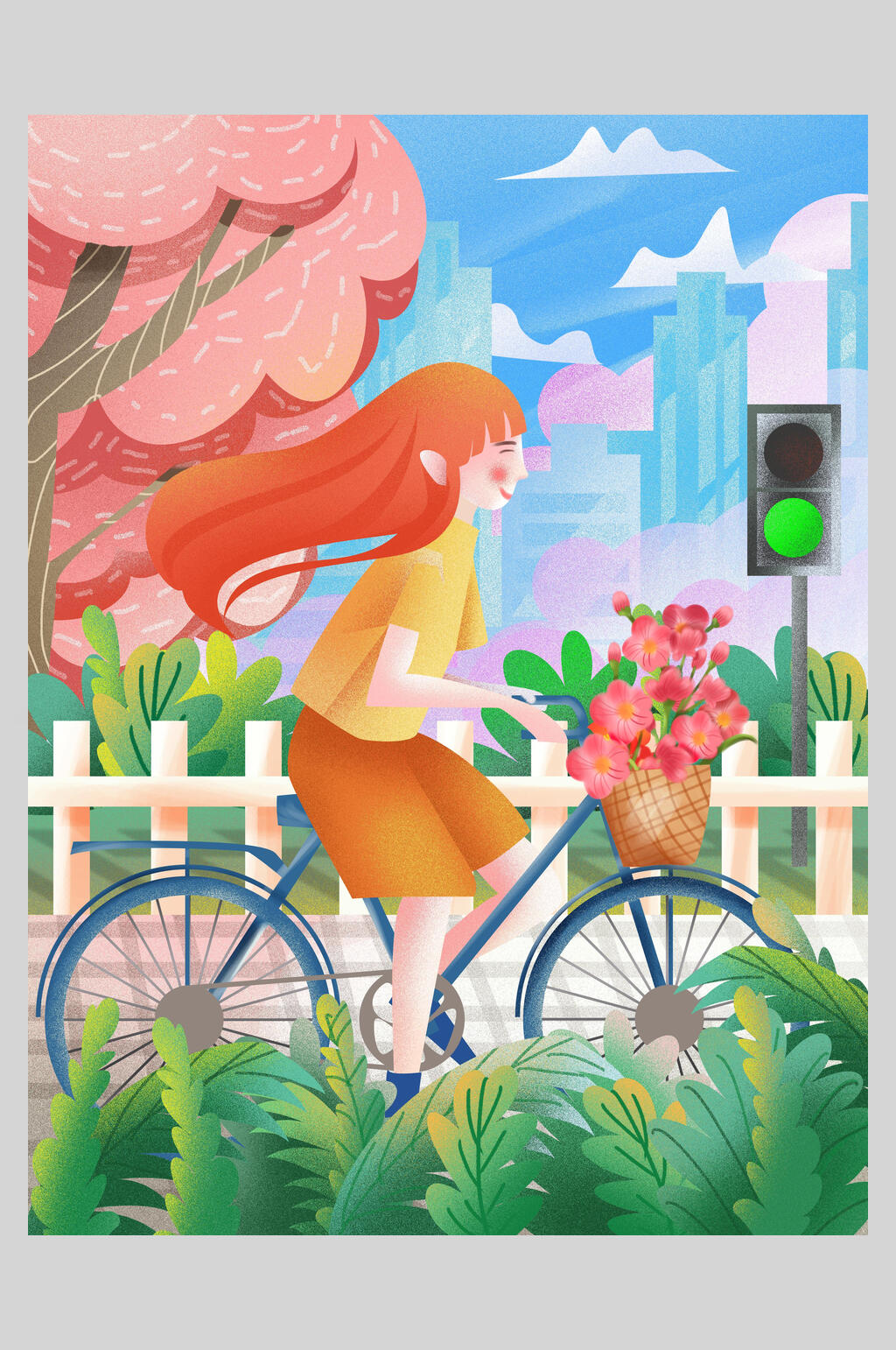 漫画春游踏青插画素材素材