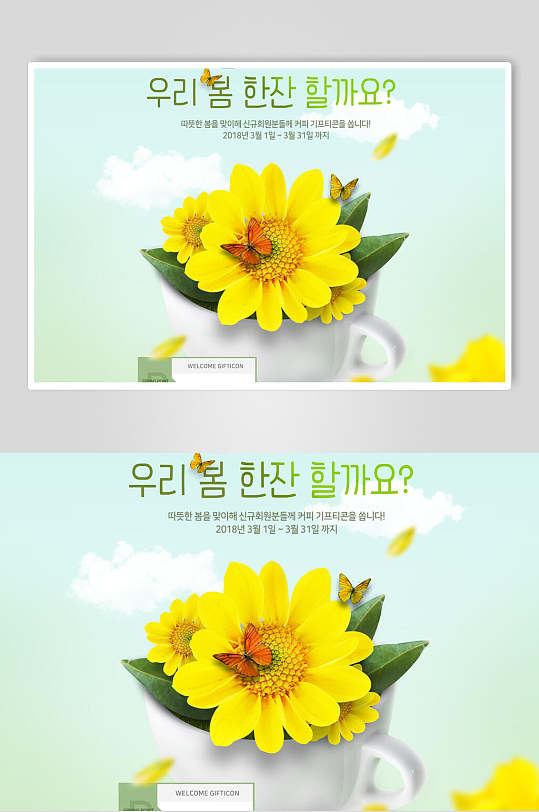 韩式小清新鲜花创意海报