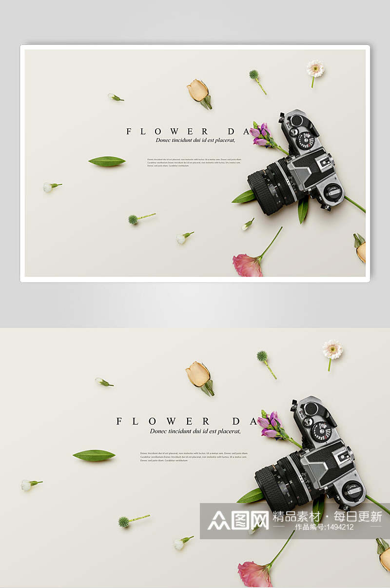 照相机花卉海报设计素材