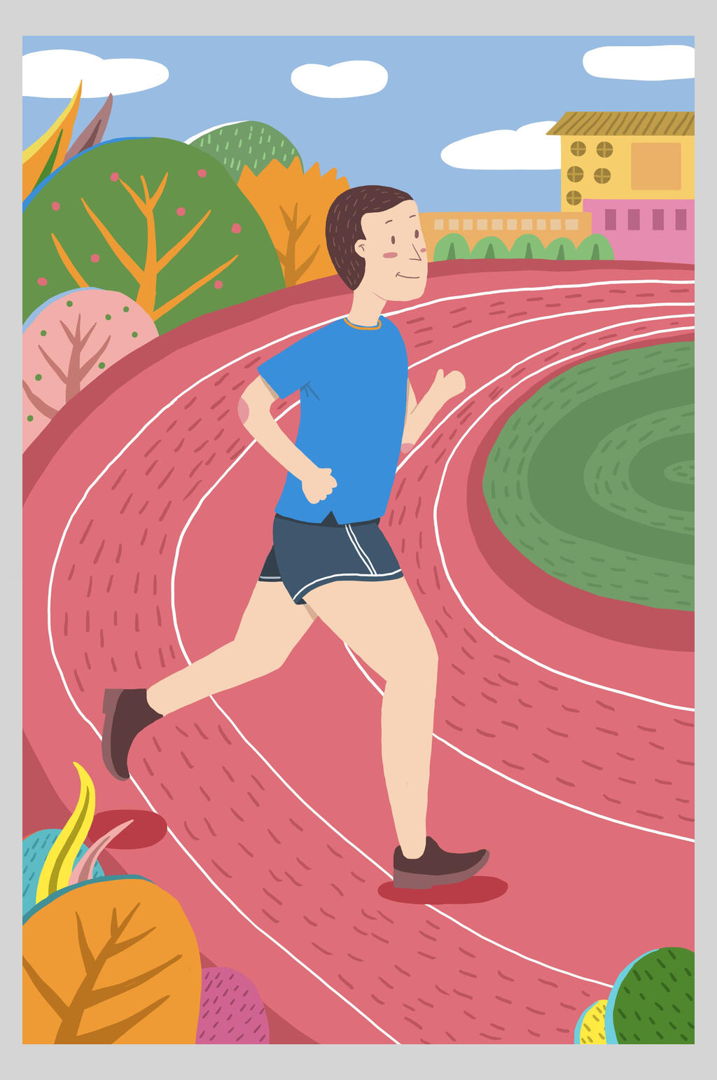 扁平风跑步插画元素素材素材