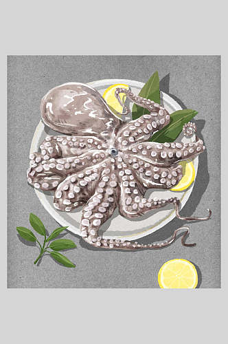 美食章鱼海鲜插画素材