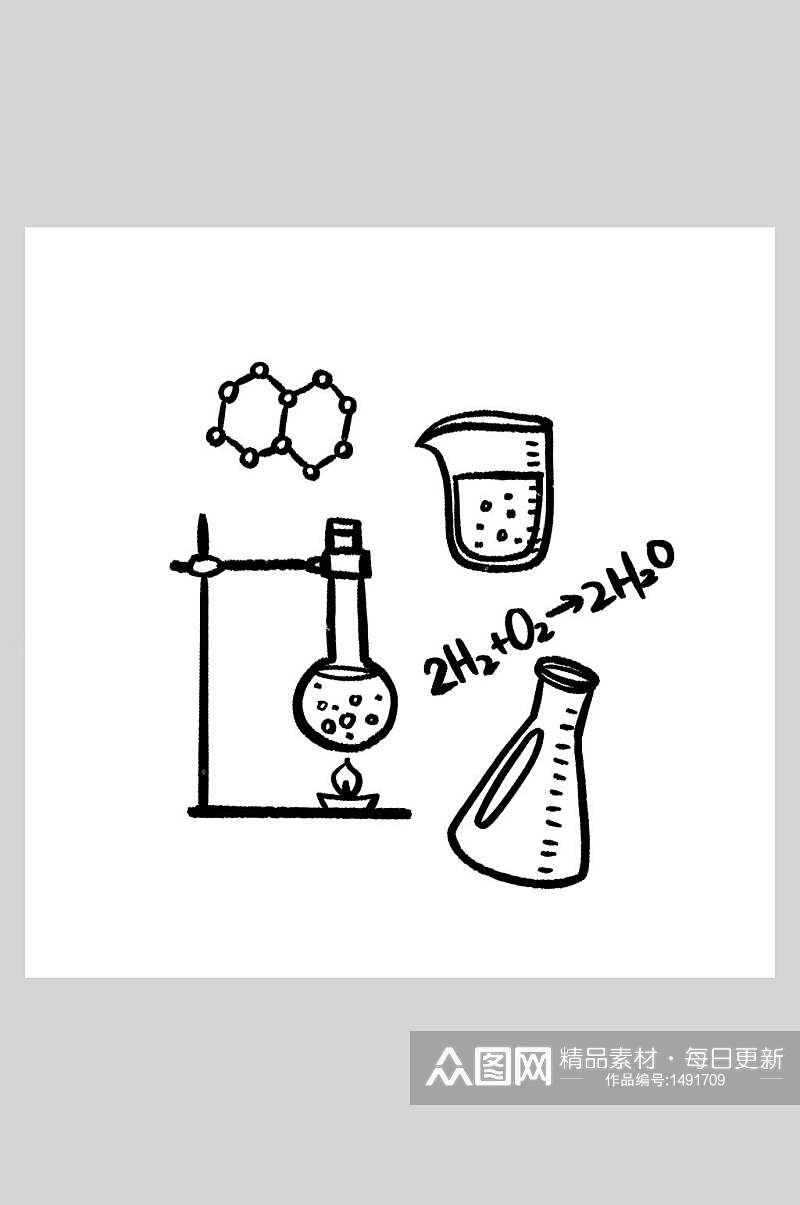 白色化学教育开学校园插画元素素材