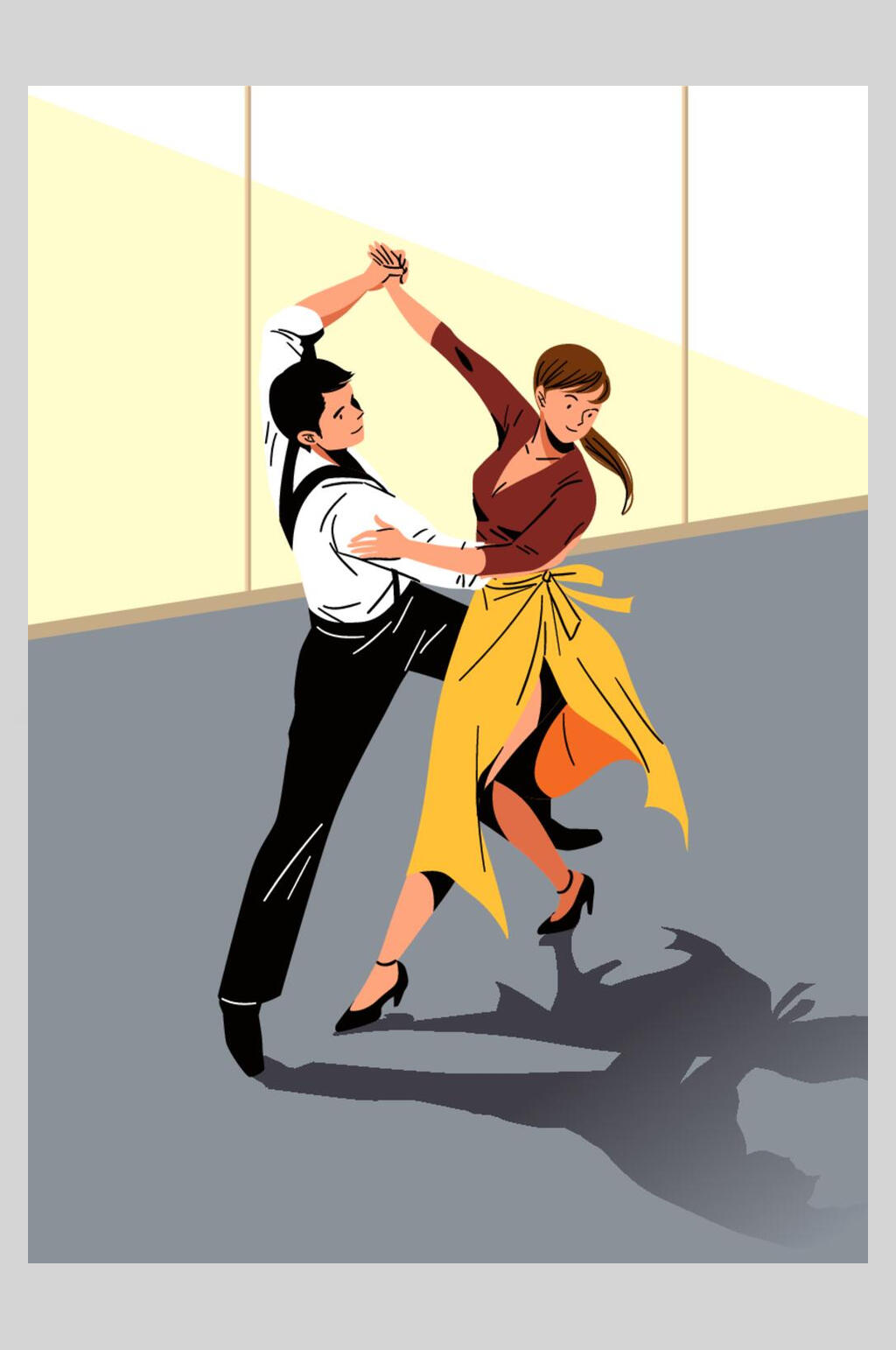 活力舞者体育舞蹈插画素材