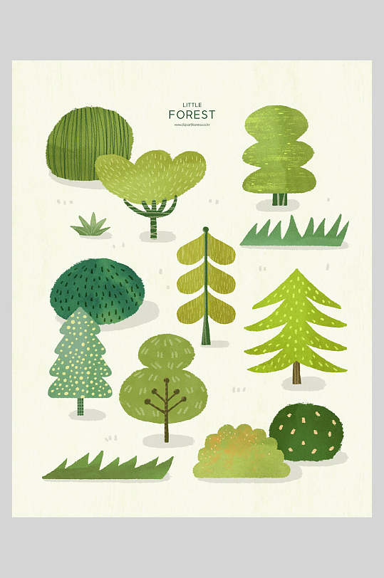 手绘画森林插图插画素材
