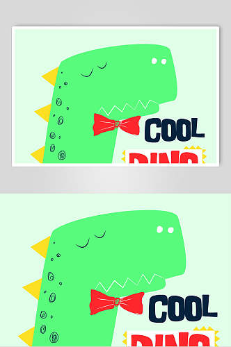 绿色恐龙矢量卡通动物手绘插画素材