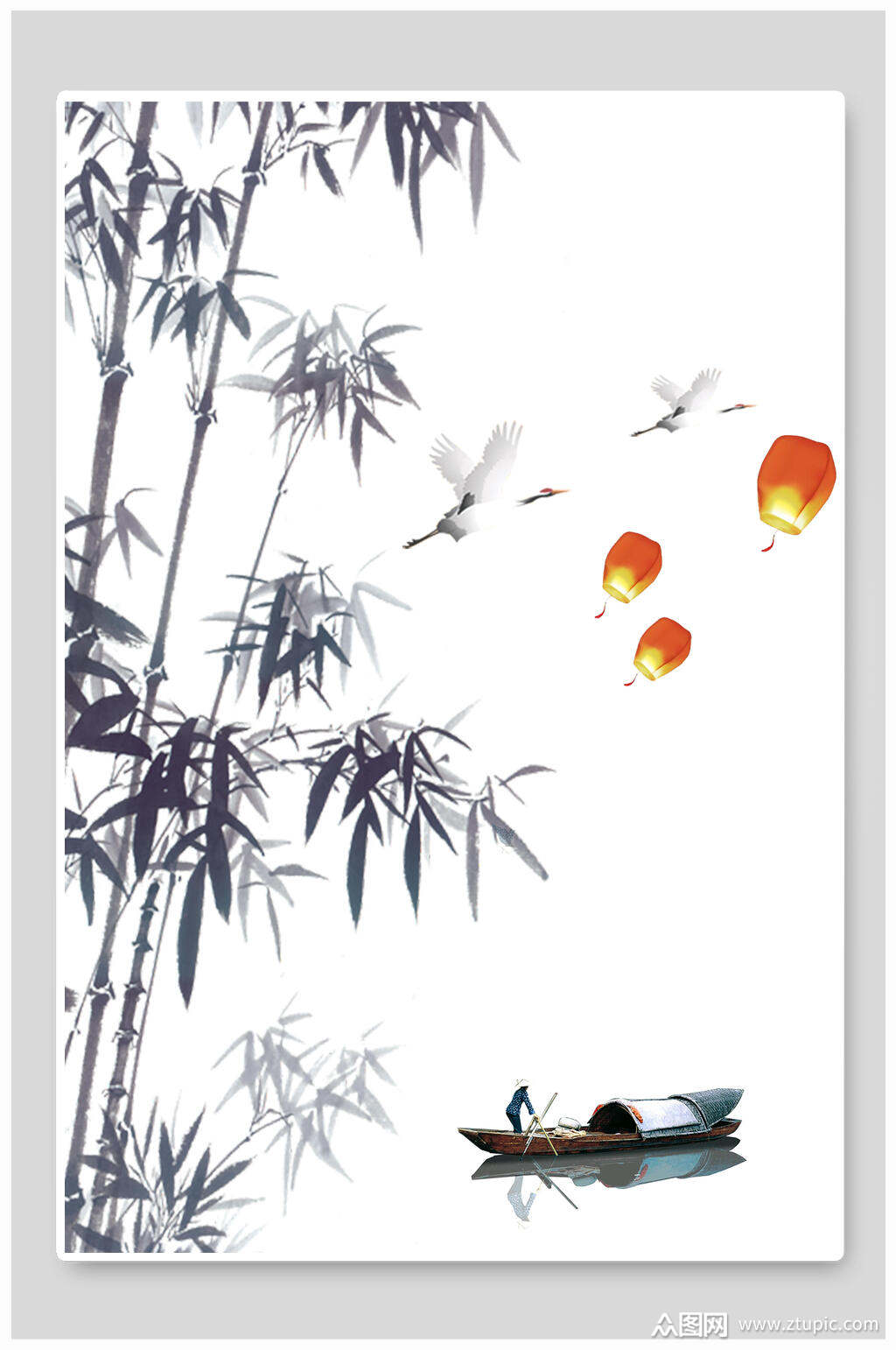 水墨画竹子中国风背景素材模板下载-编号1505454-众图网