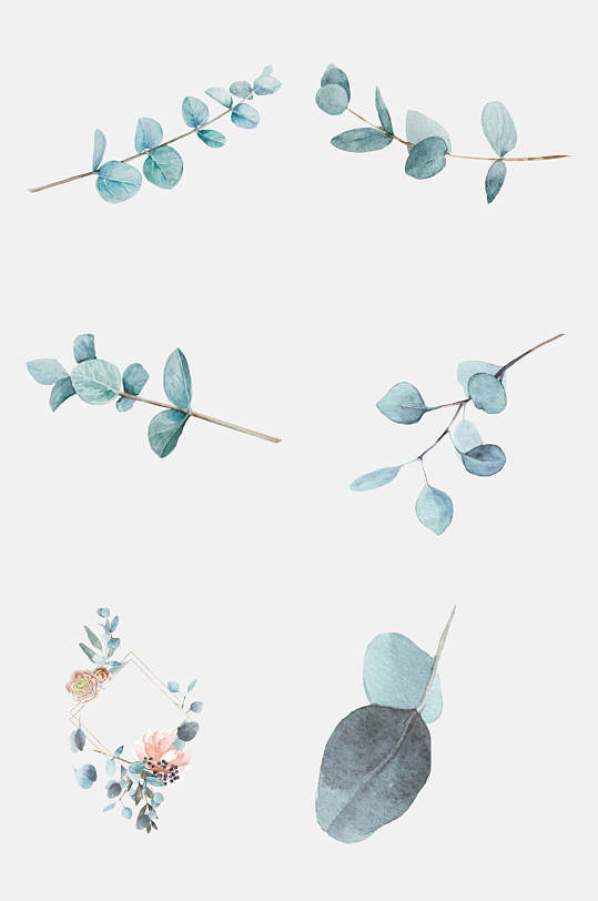 清新装饰花卉树叶图案设计元素