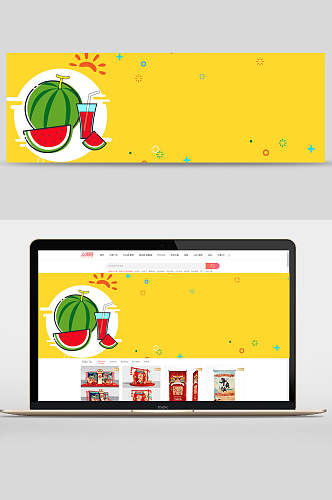 黄色西瓜电商banner背景设计