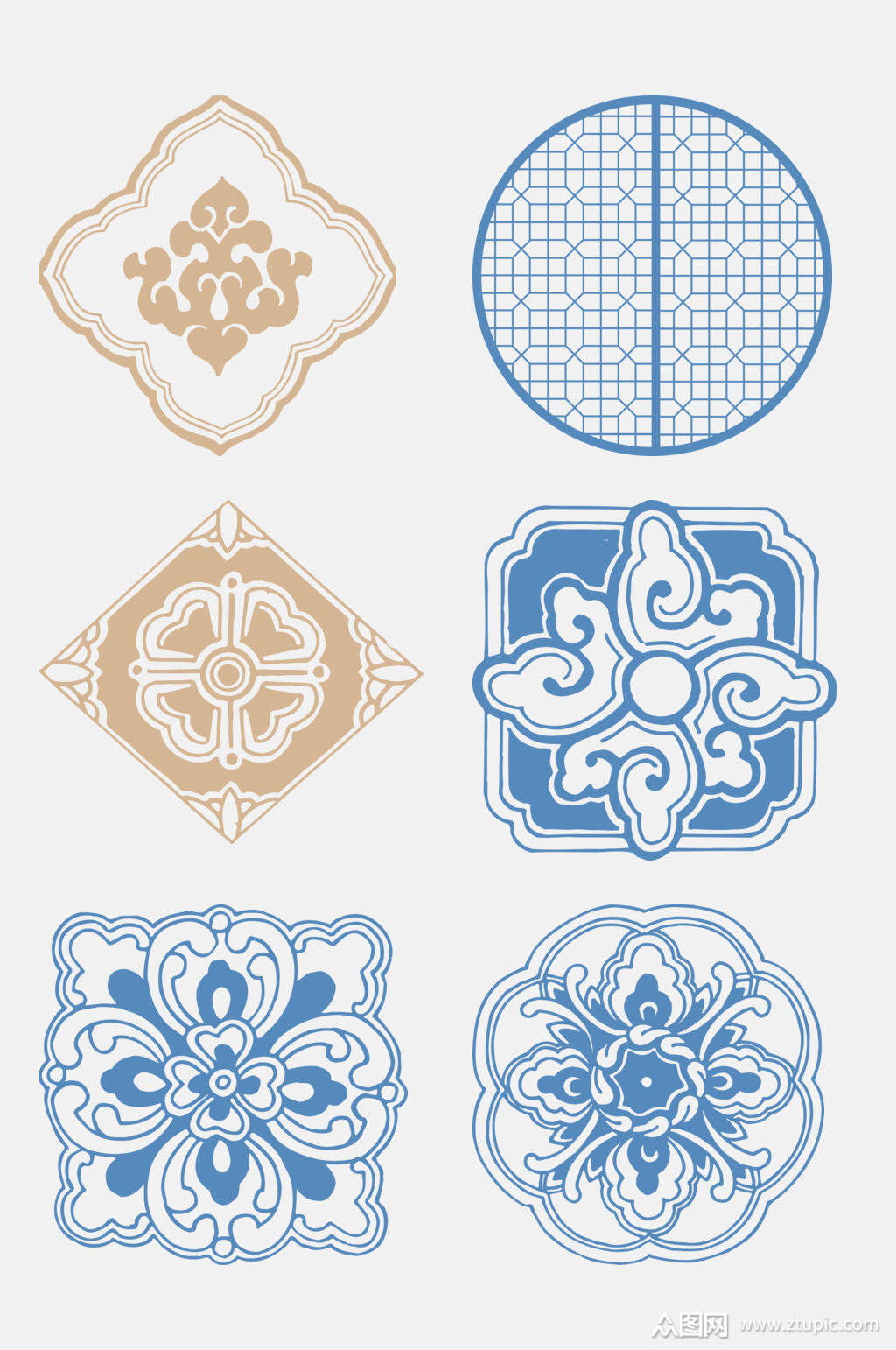 简约中式传统窗花图案免抠元素素材