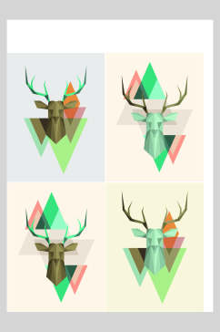 绿色动物矢量麋鹿插画素材