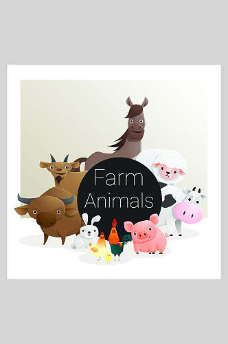 动物家庭森林系卡通动物插画素材