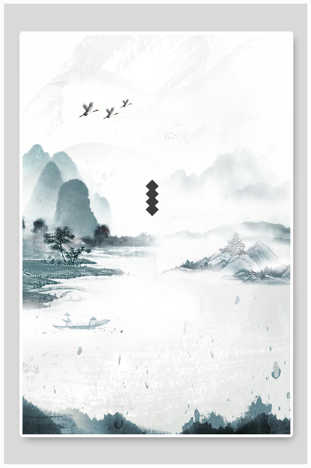 水墨画山景中国风背景素材模板下载 编号 众图网