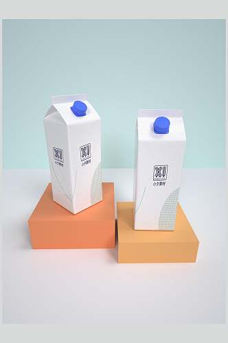 简约牛奶包装盒样机效果图