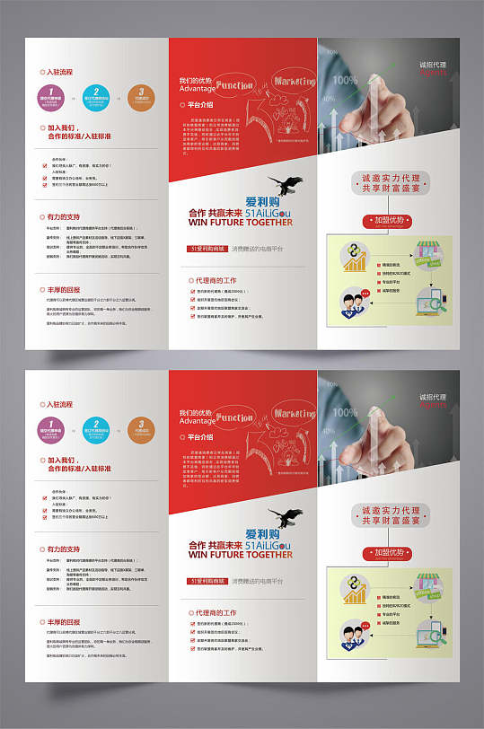 商业企业宣传三折页效果图-众图网
