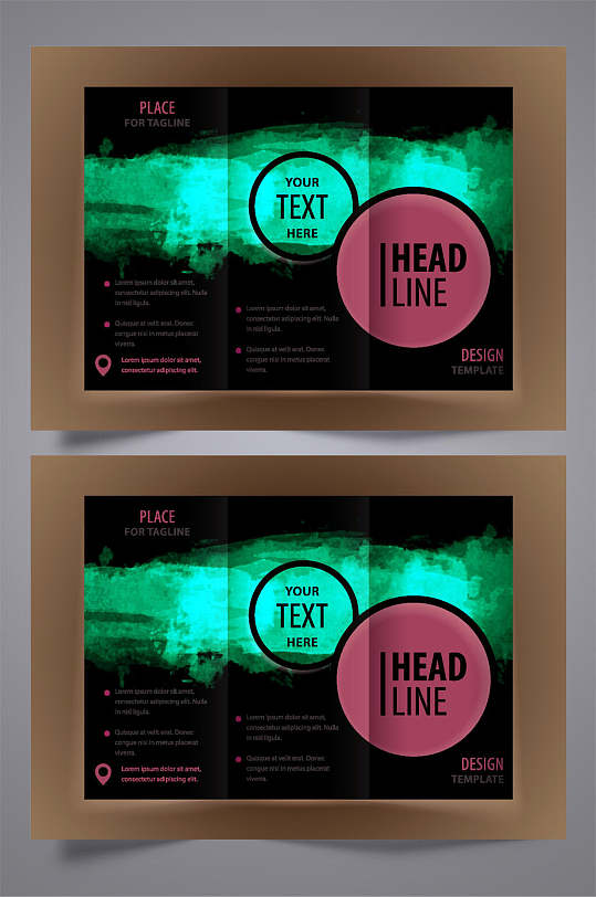 简约时尚矢量三折页-众图网