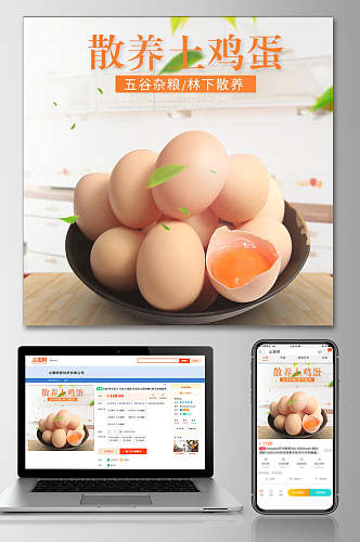 散养土鸡蛋淘宝电商主图设计