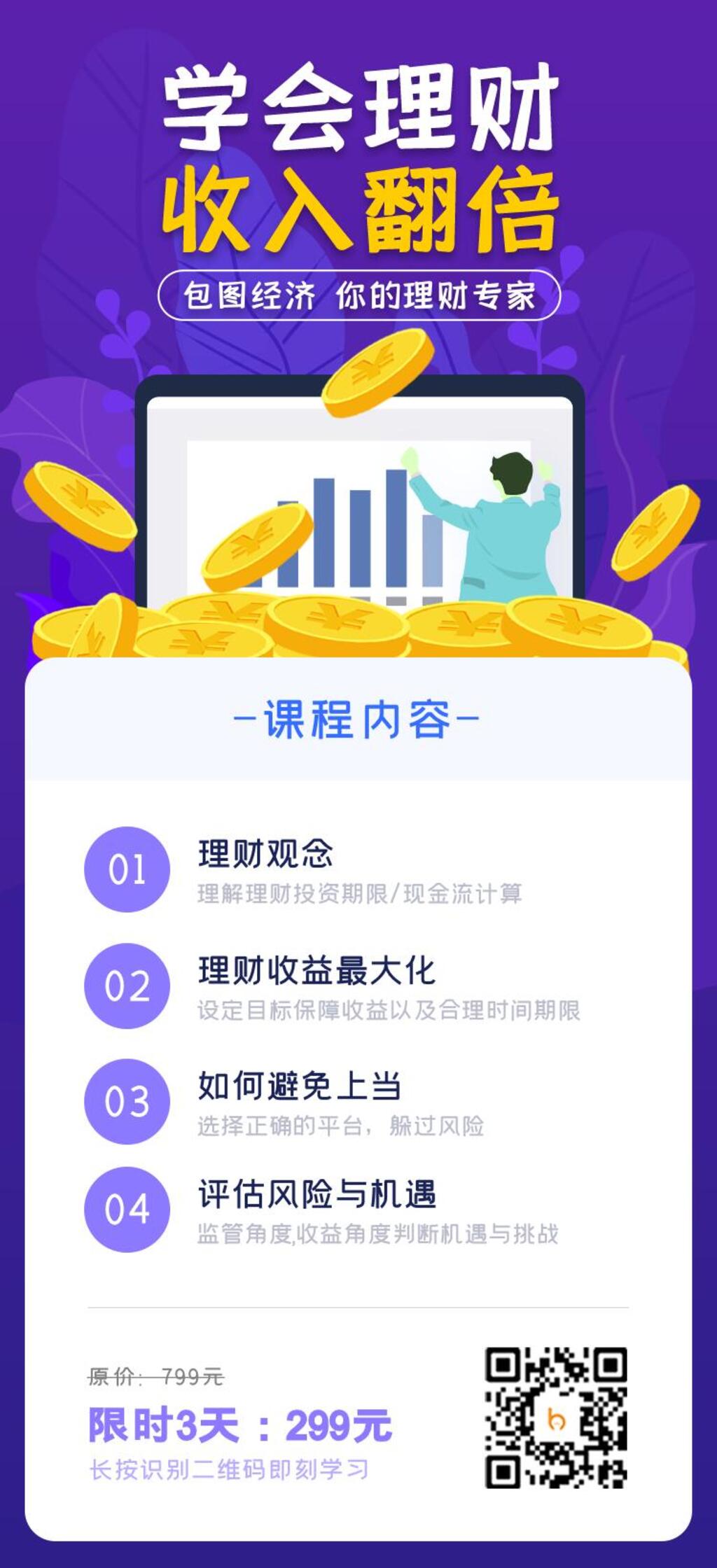 学会理财收入翻倍促销APP界面设计H5长图素材