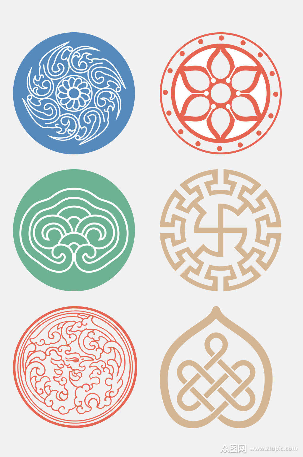 古典中式传统窗花图案免抠元素素材