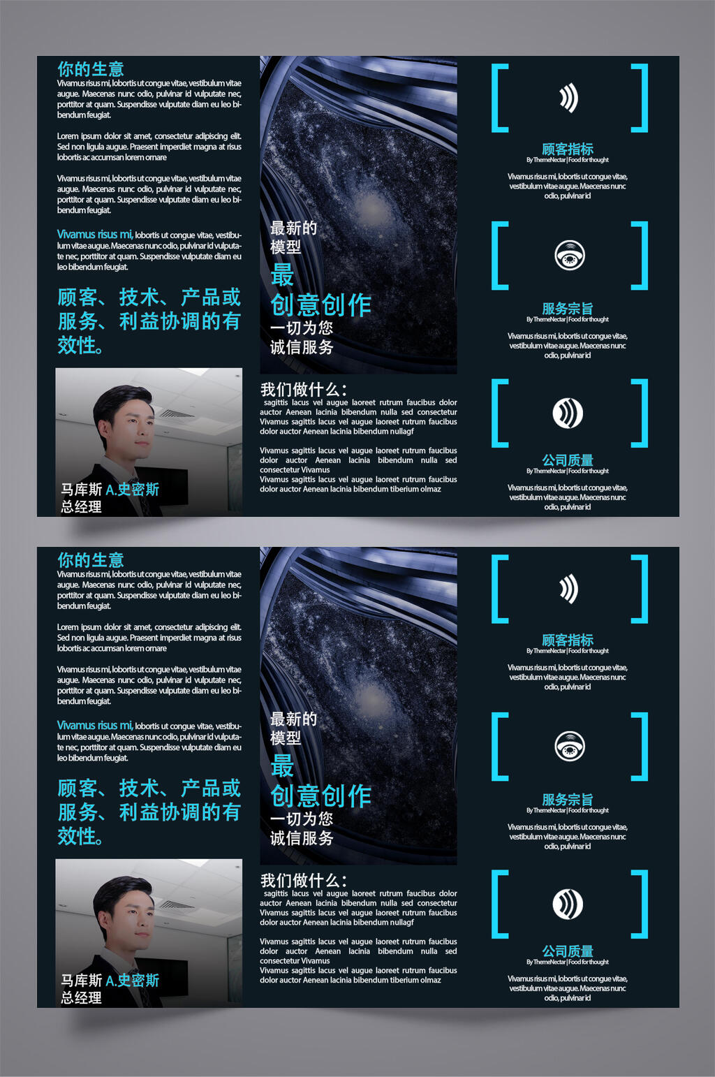 创意顾客宣传企业简介时尚企业三折页素材