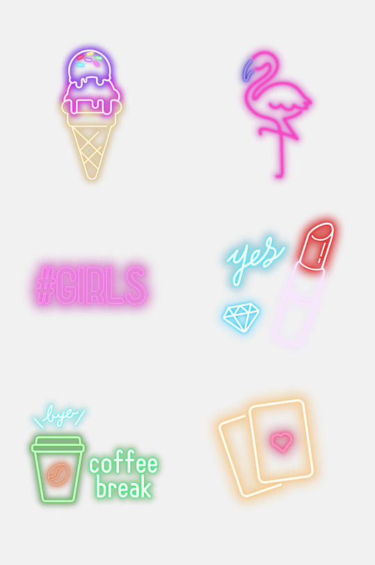 可爱霓虹灯招牌免抠元素素材