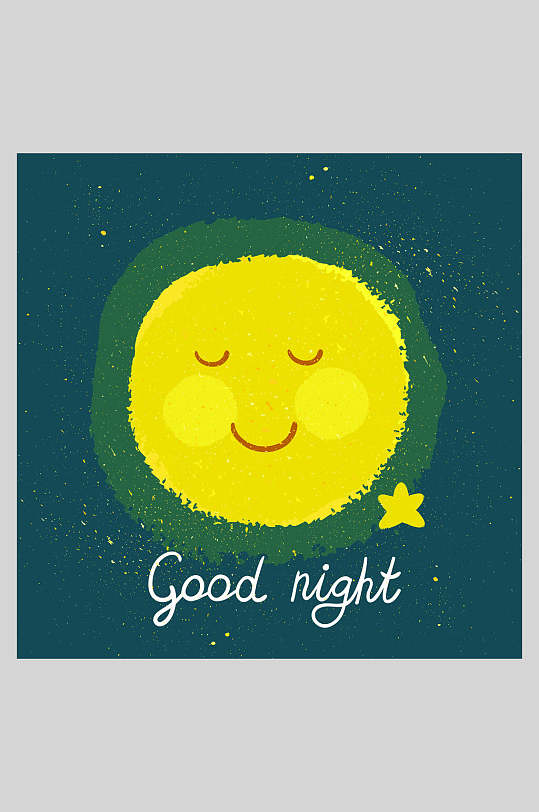 矢量卡通可爱月亮晚安系列插画素材