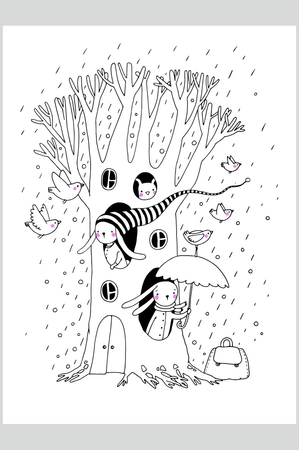 矢量手绘女孩人物插画素材素材
