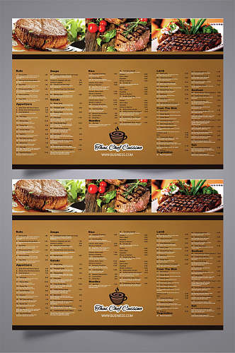 餐饮美食价目单三折页效果图宣传单