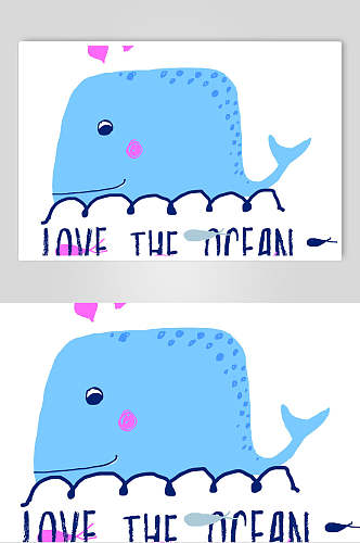 矢量卡通动物鲸鱼手绘素材