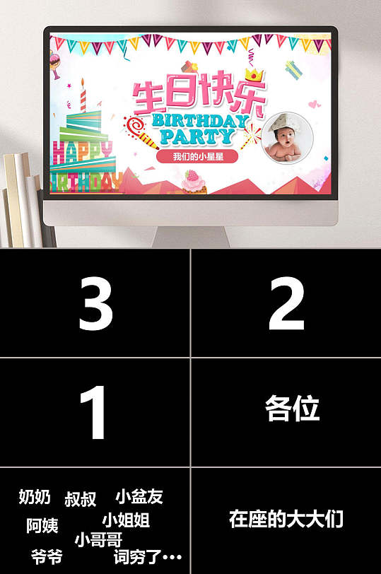 生日快乐宝宝快闪生日PPT模板