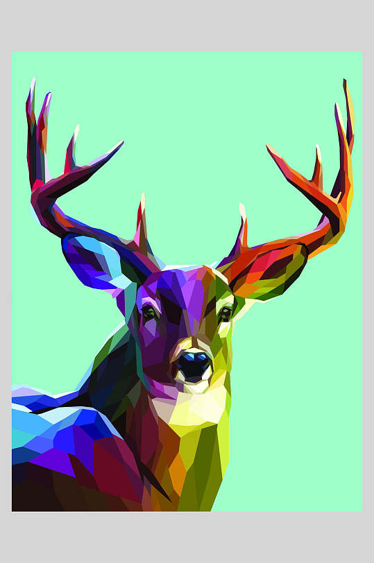 多彩动物矢量麋鹿插画素材