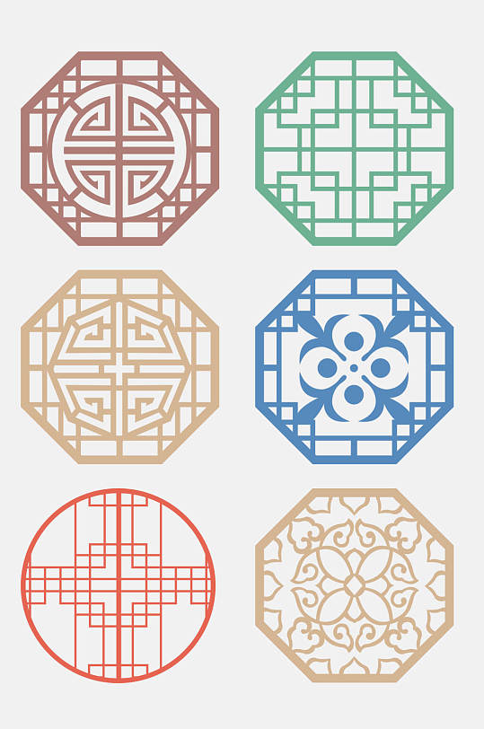 中式傳統(tǒng)窗花圖案免摳元素素材