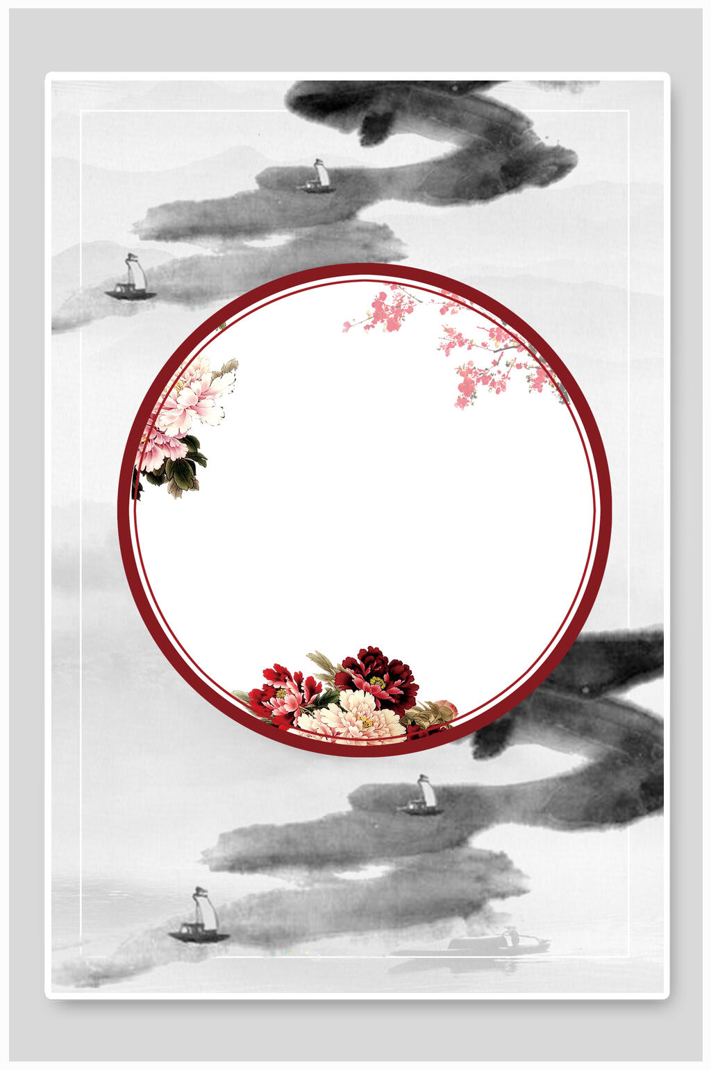 水墨画剪纸中国风背景素材素材