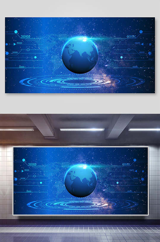 蓝色地球科技背景素材-众图网
