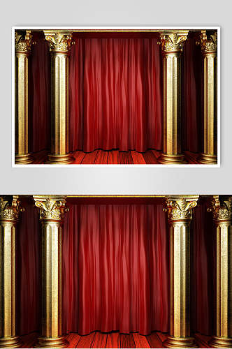 红金舞台幕布高清图片