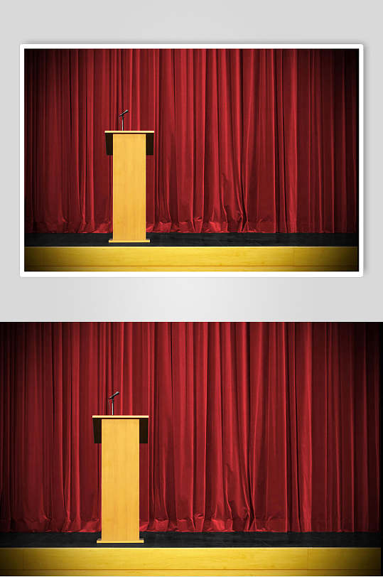 红色布帘讲台舞台幕布图片