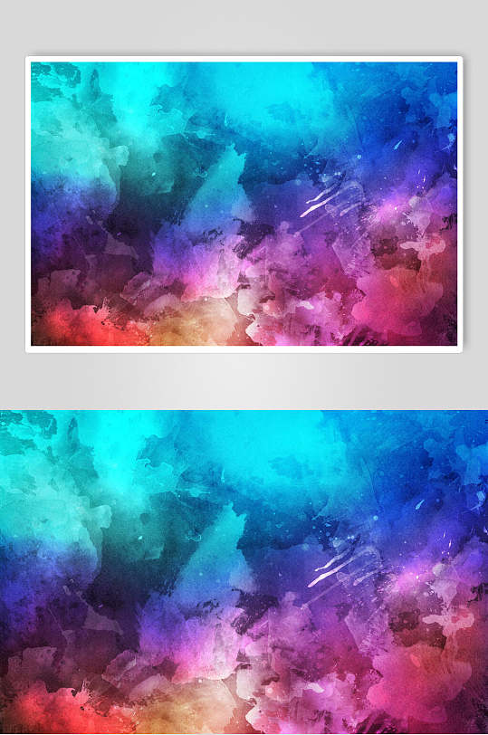 蓝紫色混合多彩水彩图片