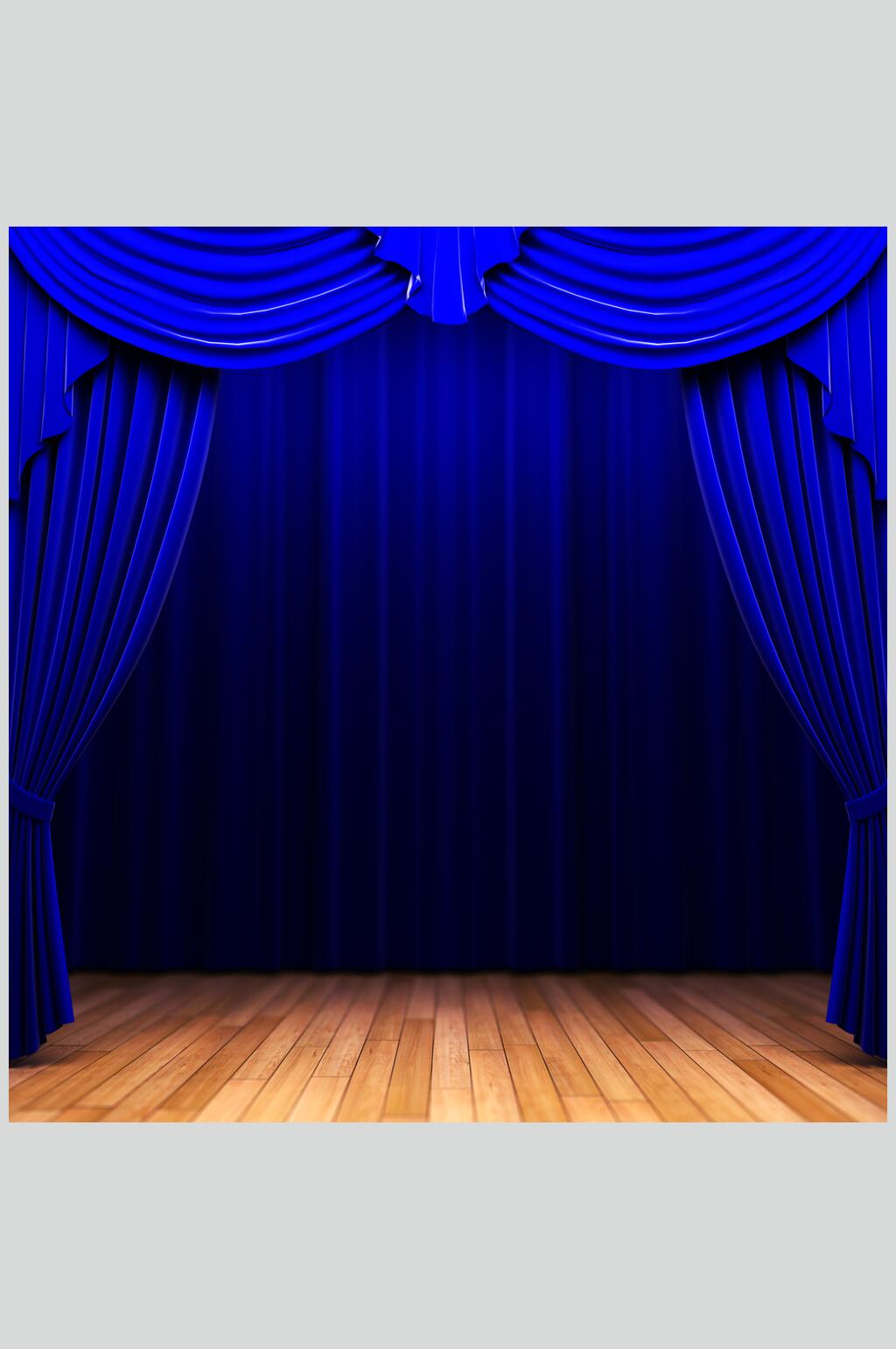高清蓝色舞台幕布背景图片