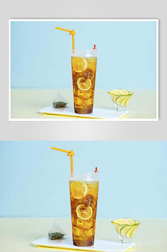 x柠檬红茶奶茶摄影图片