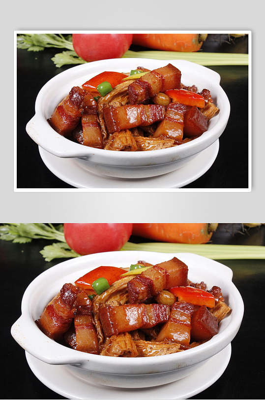腐竹炖红烧肉高清图片