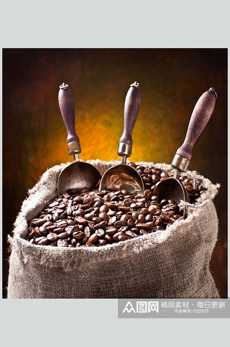 咖啡豆三个勺子图片素材