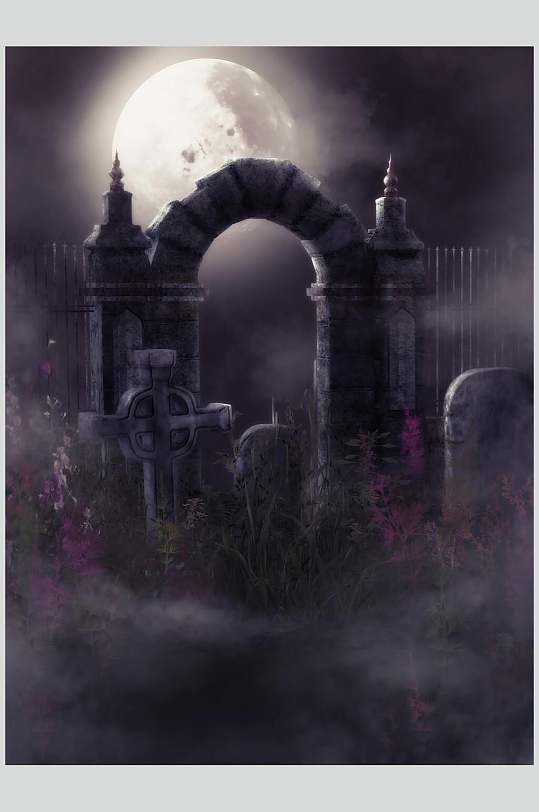 城堡大门魔幻暗黑CG场景图片