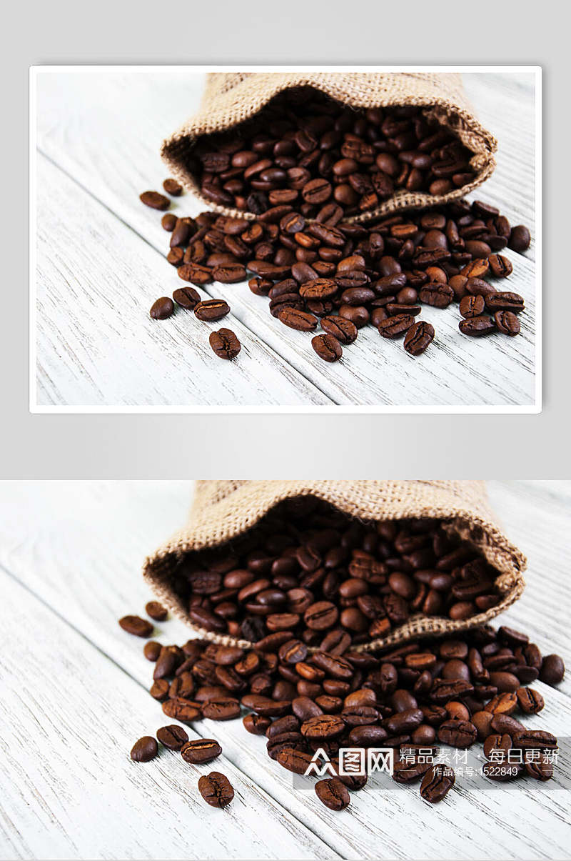 白底咖啡豆散落图片素材