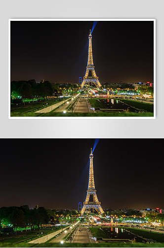 夜景埃菲尔铁塔高清 城市夜景摄影图