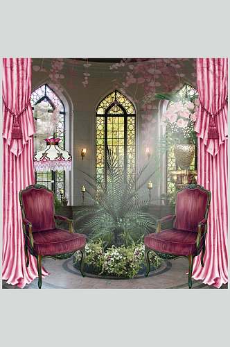 欧美浪漫哥特风室内庭院建筑高清图片